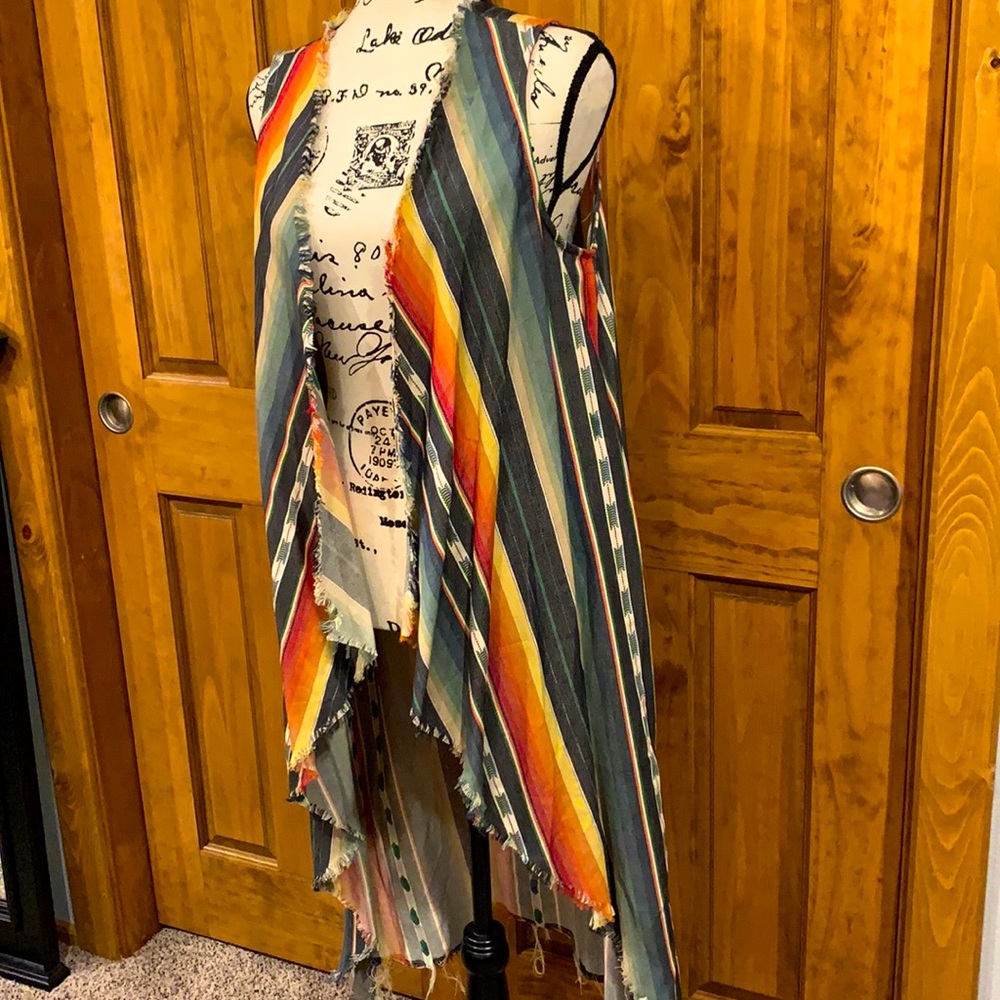 L&B Serape duster/kimono with frayed edges